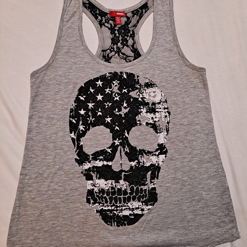 Bongo tank top American flag skull